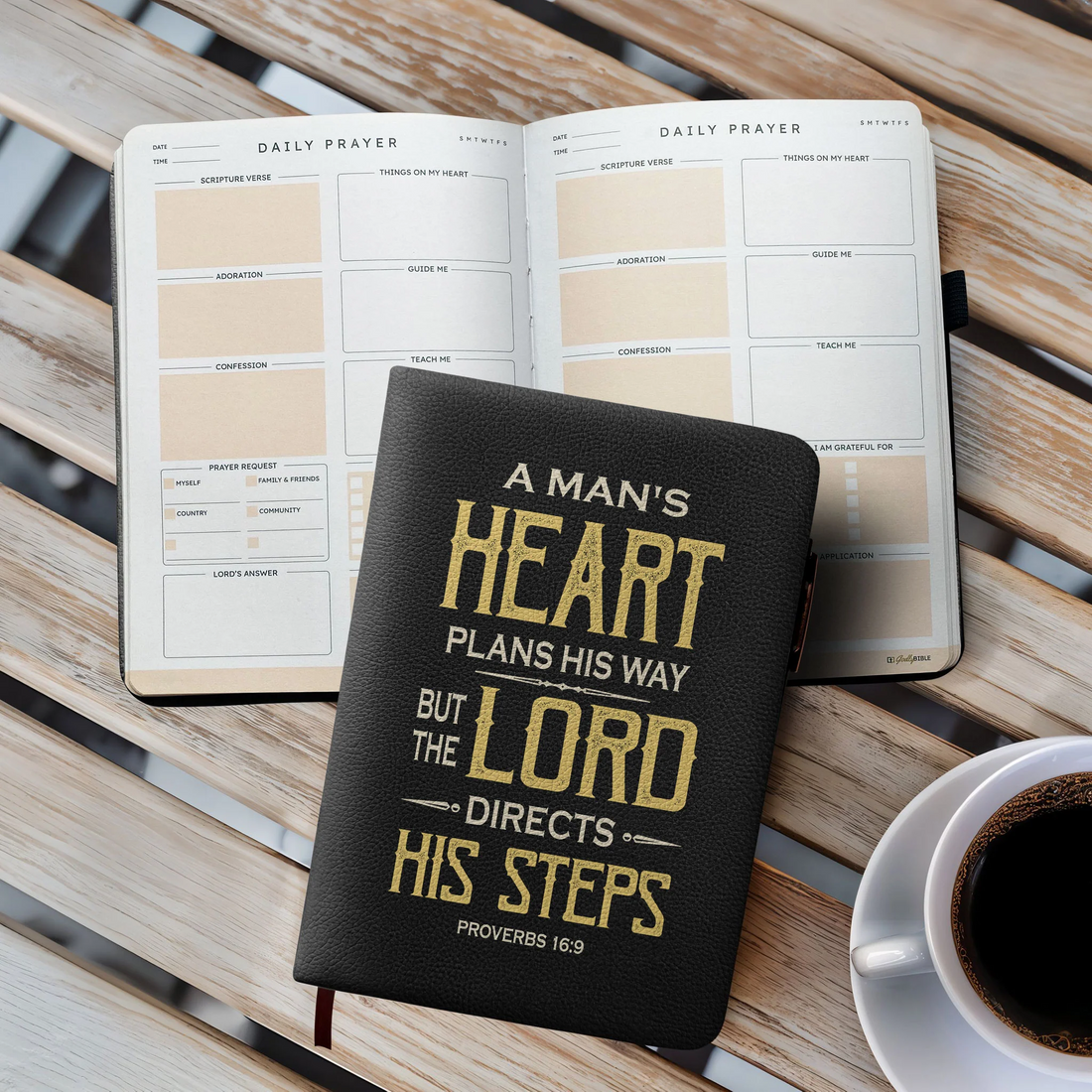"Ezrah" - Proverbs 16:9 Leather Prayer Journal