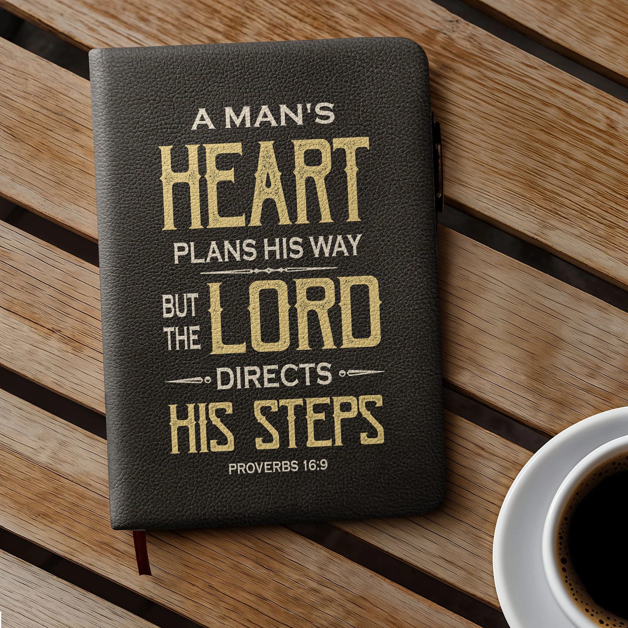 "Ezrah" - Proverbs 16:9 Leather Prayer Journal