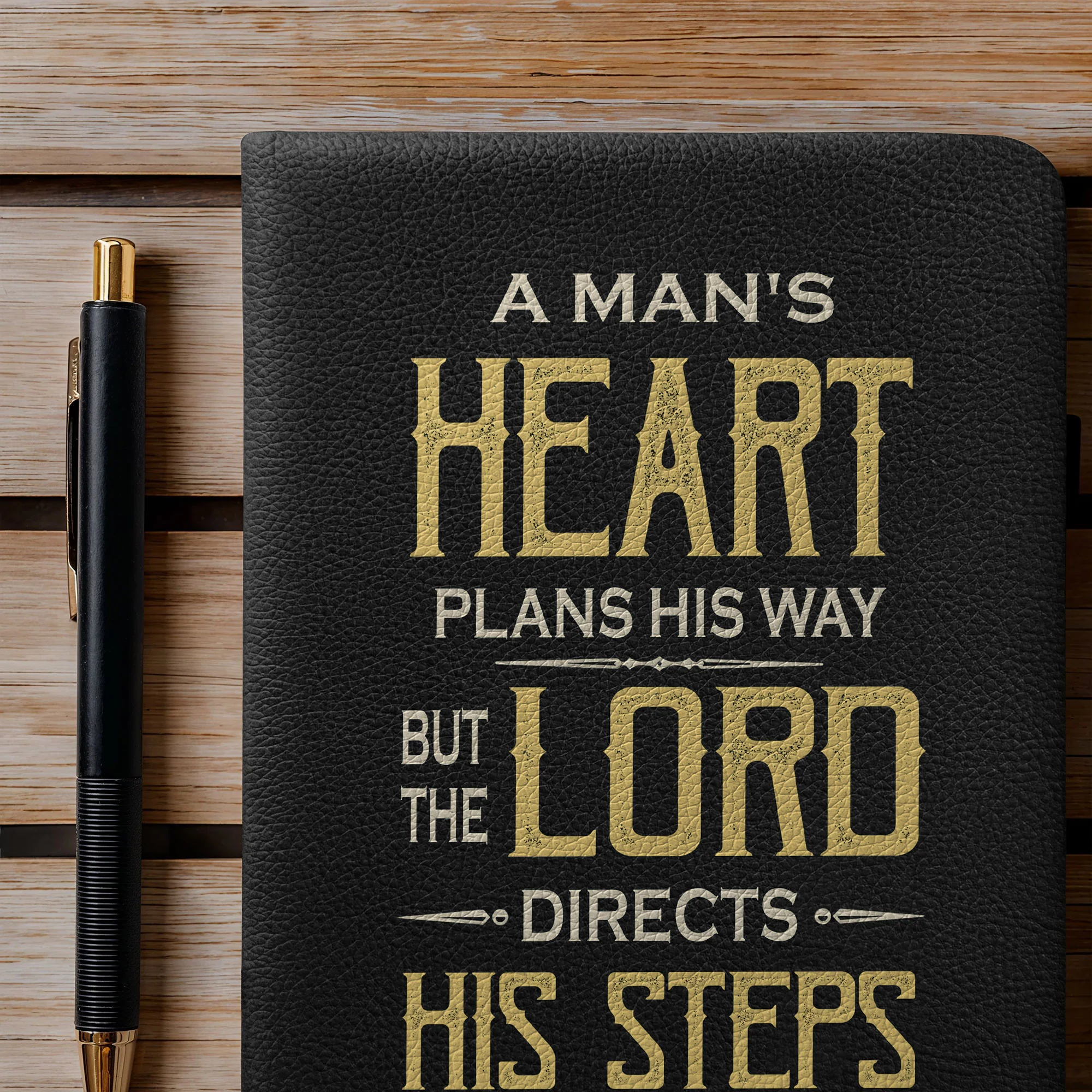 "Ezrah" - Proverbs 16:9 Leather Prayer Journal