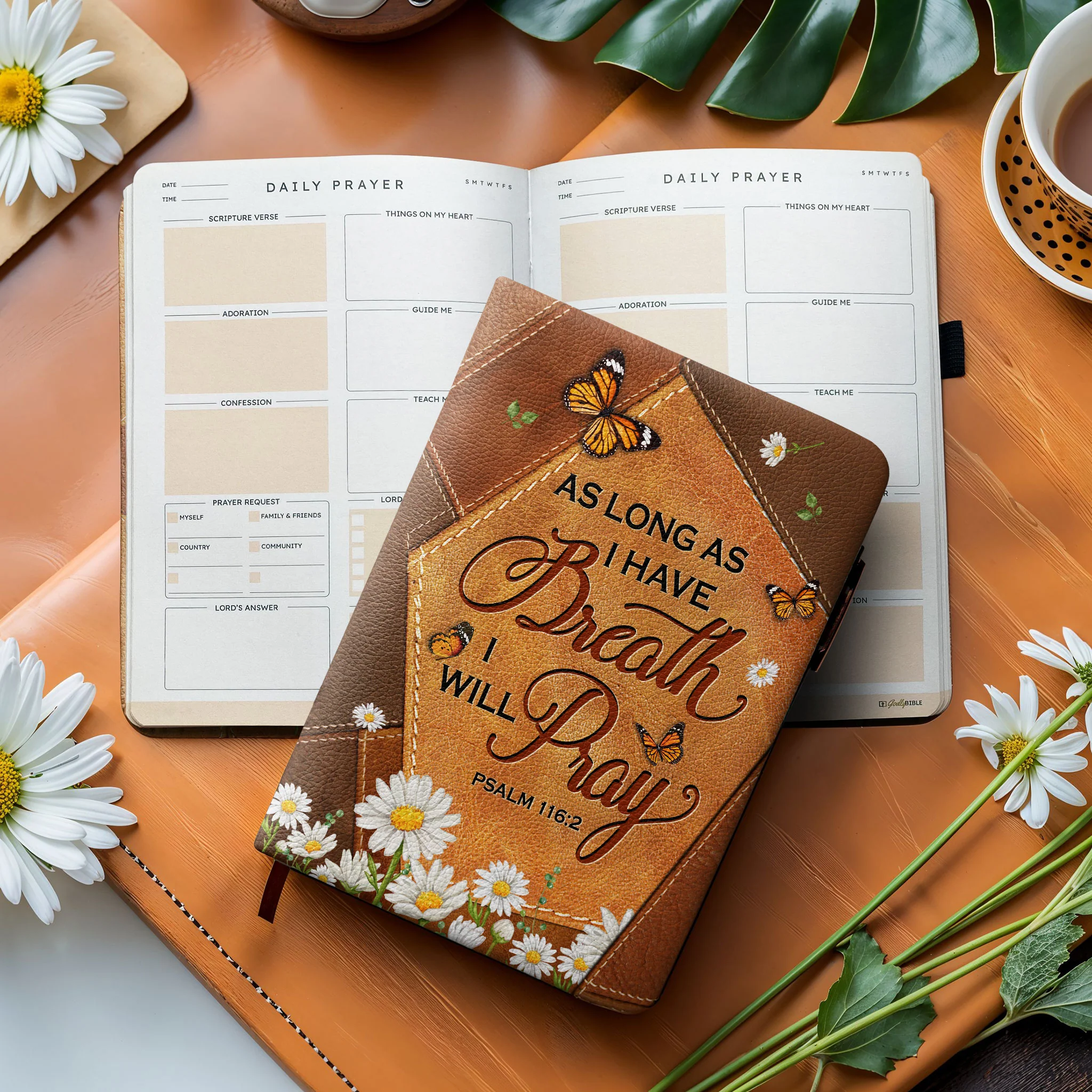 "Neshama" - Psalm 116:2 Leather Prayer Journal