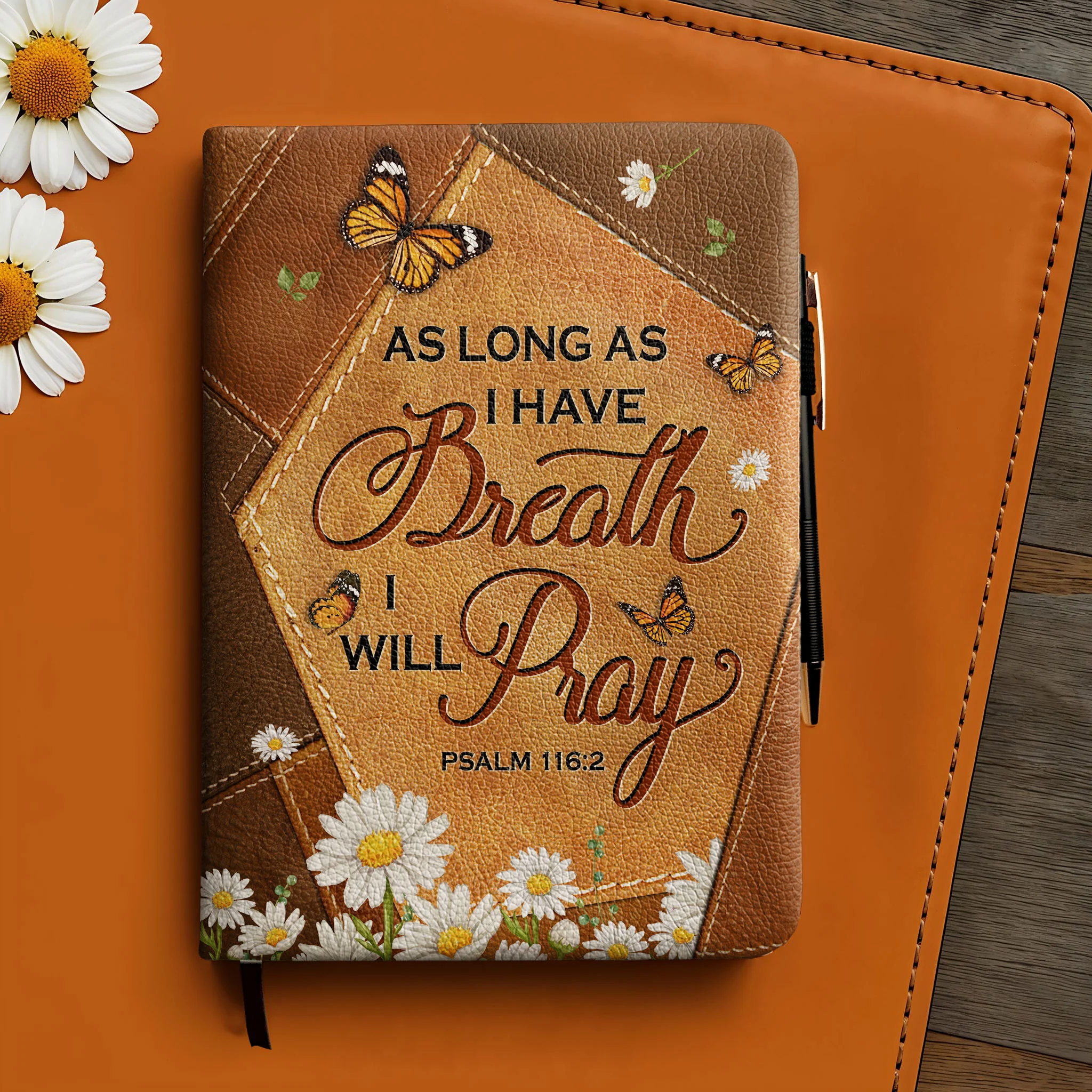 "Neshama" - Psalm 116:2 Leather Prayer Journal