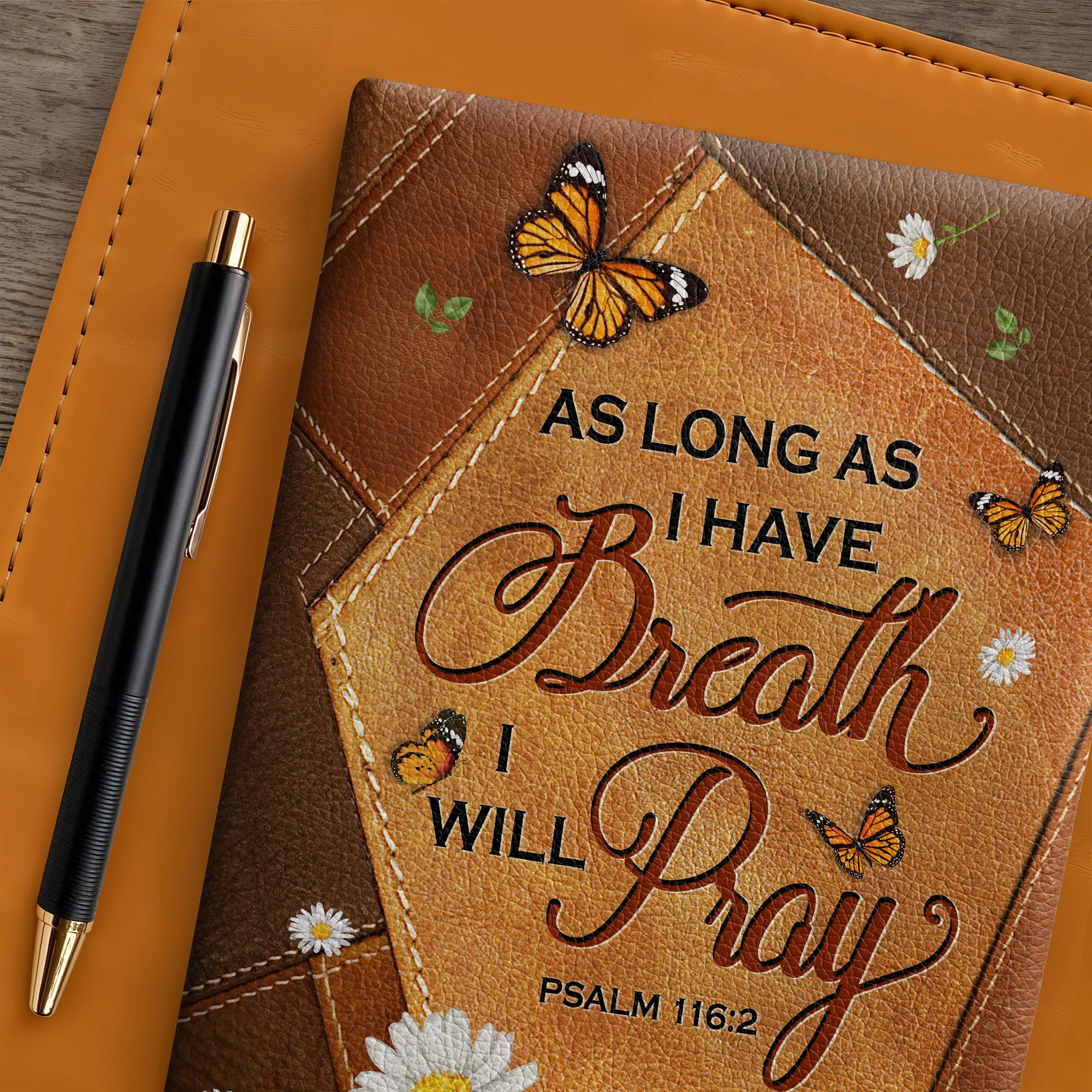 "Neshama" - Psalm 116:2 Leather Prayer Journal