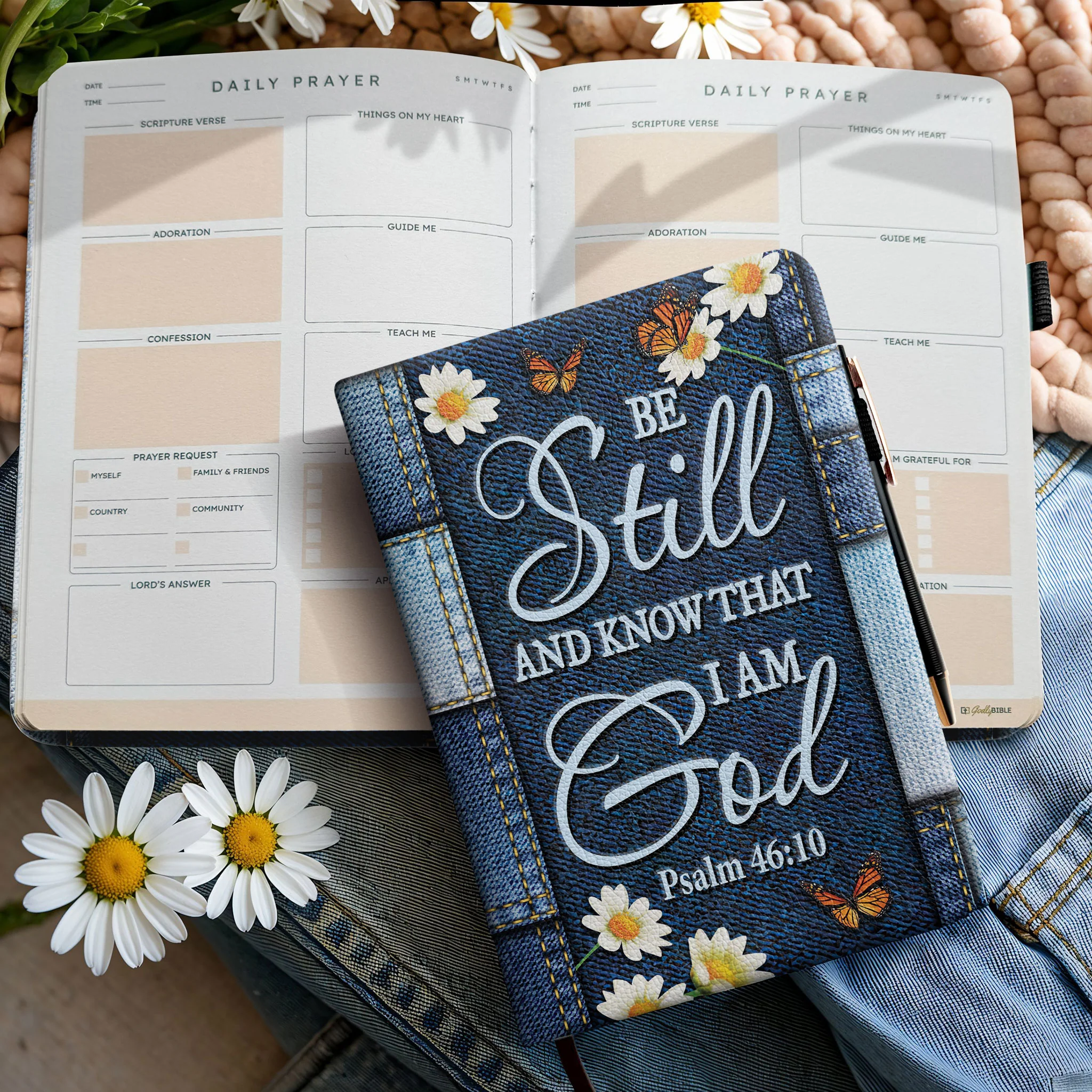 "Selah" - Psalm 46:10 Leather Prayer Journal