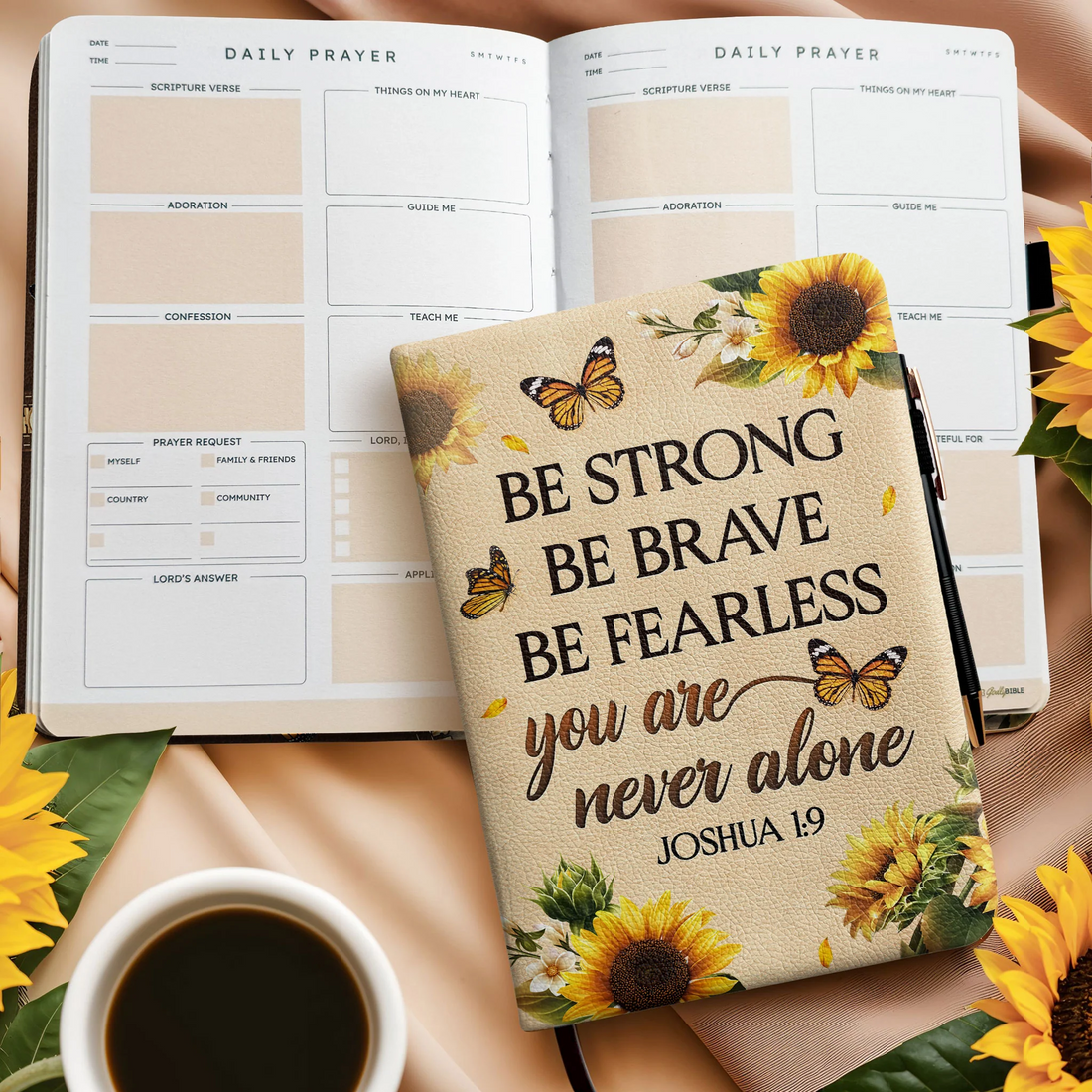 "Gevurah" - Joshua 1:9 Leather Prayer Journal