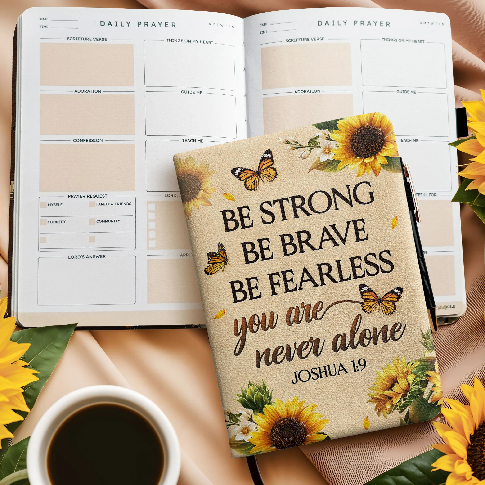 "Gevurah" - Joshua 1:9 Leather Prayer Journal