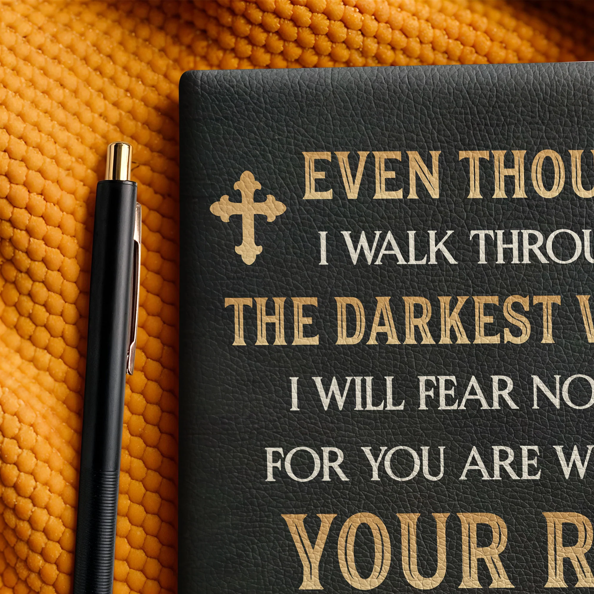 "Immanu" - Psalm 23:4 Leather Prayer Journal