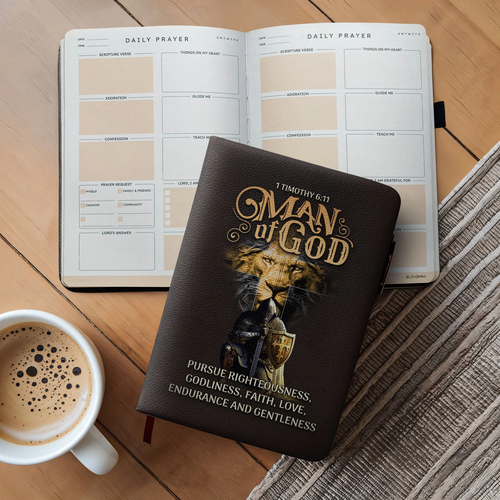 "Tzaddik" - 1 Timothy 6:11 Leather Prayer Journal